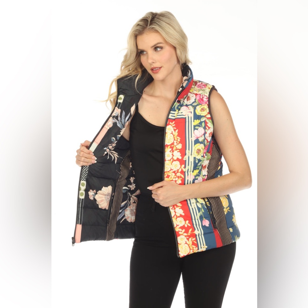 $340 NWT Johnny Was Nido Wonderland Reversible Zip Front Vest Boho Chic Small